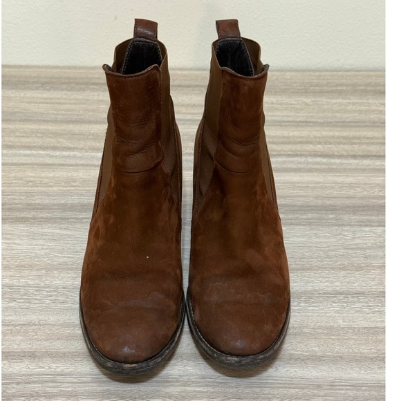Paul Green Women Boots Brown 6.5 US 9 Suede Chelsea Ankle Block Heel Austria - Picture 3 of 13